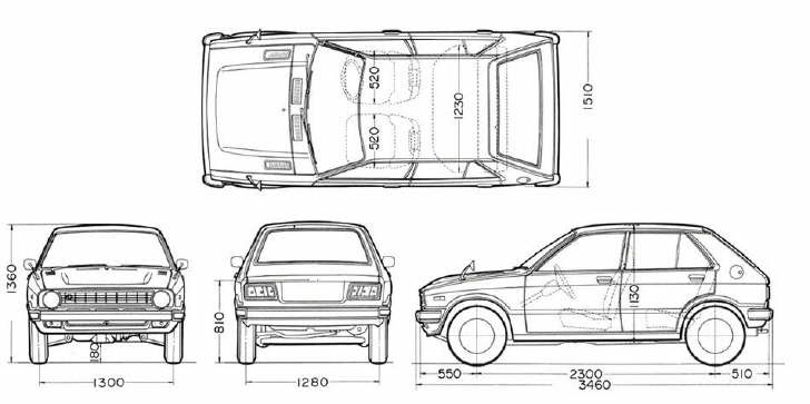 Daihatsu Charade G10 Indonesia Ukuran body Charade G10