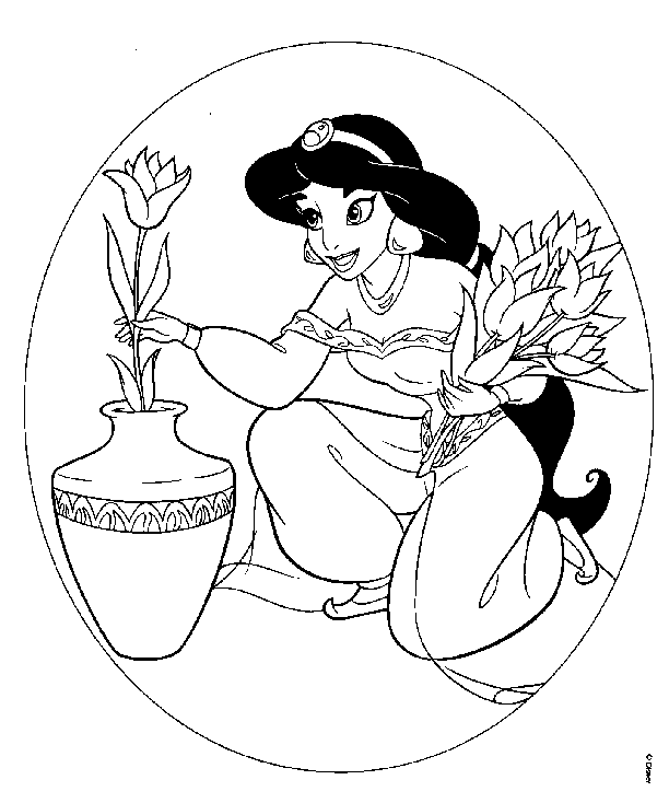 Download FREE COLORING PAGES: Jasmine Cartoon Characters | Aladdin Coloring Pages