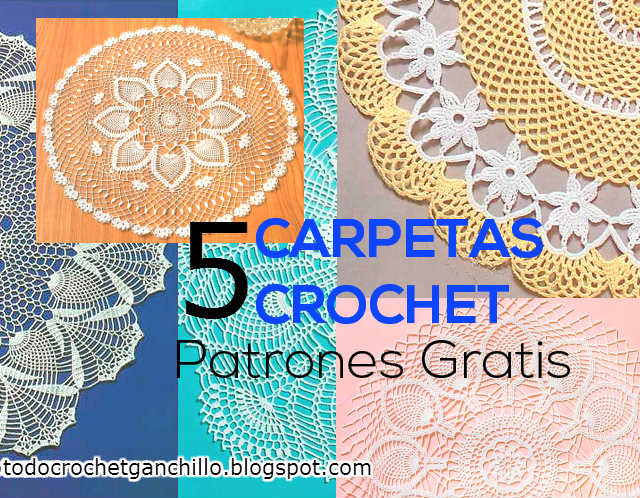 5 patrones de carpetas crochet