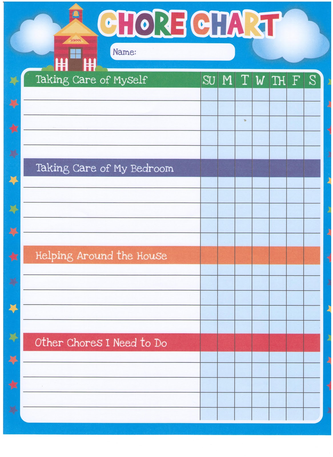 Chore Chart Template For Kids 9