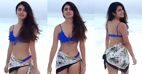 Priya Prakash Varrier blue bikini slim sexy body