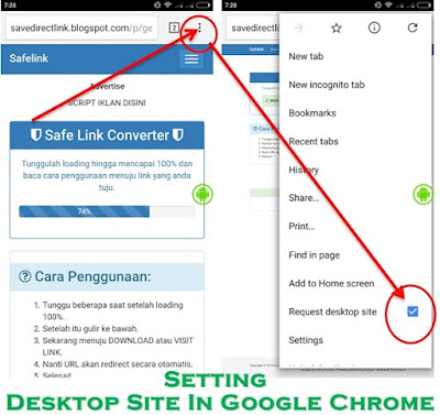 setting desktop site in google chrome