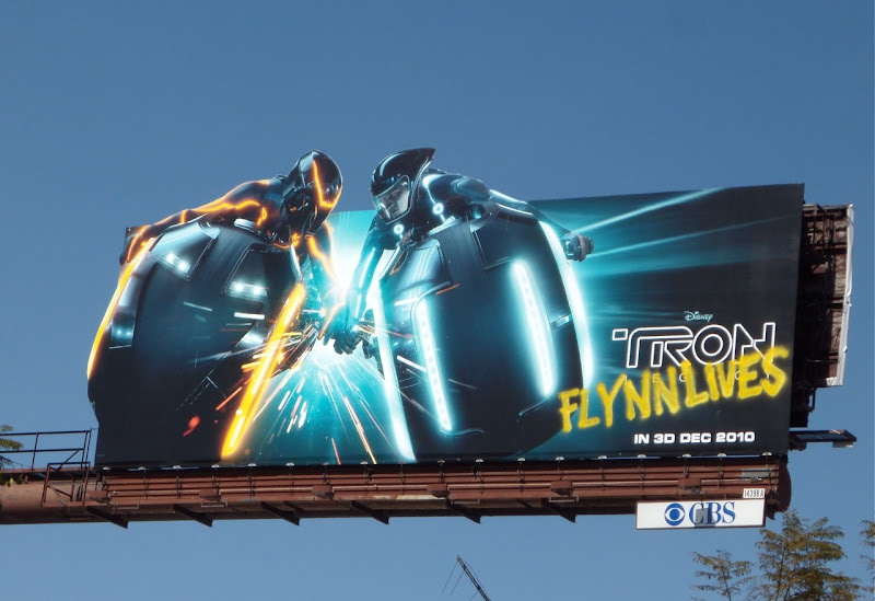 Tron Legacy dueling Lightcycles movie billboard