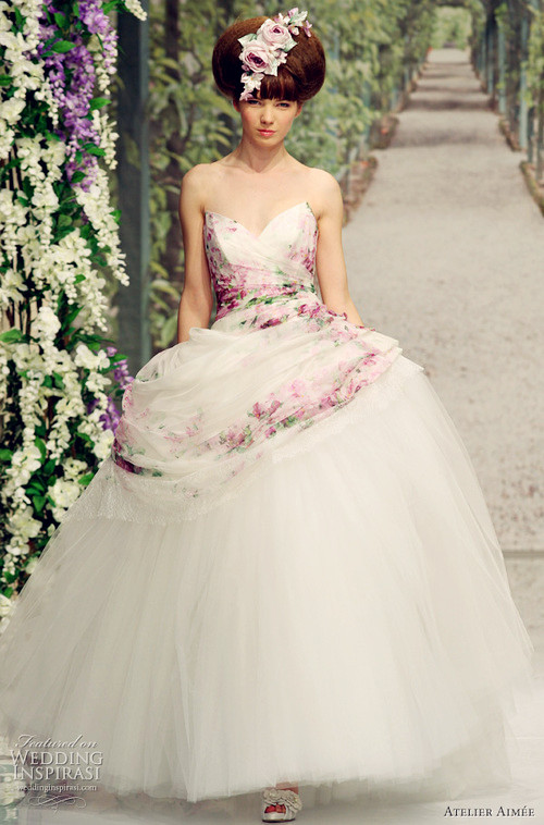 Floral Print Wedding Dress 10