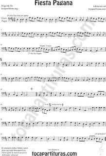 Partitura de Fiesta Pagana para Fagot y Chelo Mago de Oz Sheet Music for cello and bassoon Fiesta Pagana