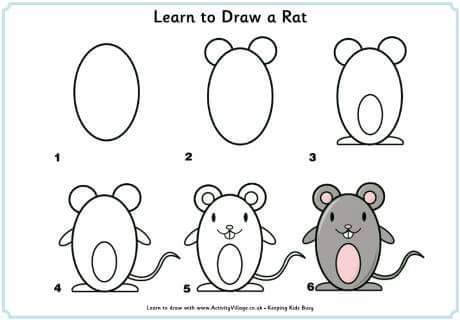 Learn to draw a rat  for kids 