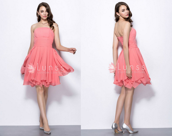 chiffon simple short bridesmaid dress