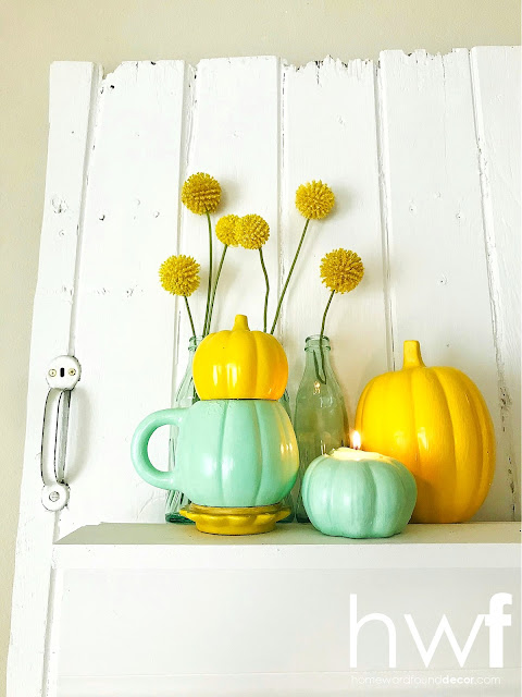 fall,pumpkins,painting,faux finish,decorating,diydecorating,DIY,dollar store crafts,farmhouse style,tutorial,vintage style,colorful home,painted pumpkins,faux painting tutorials,jadeite,fau painted jadeite pumpkins,jadeite pumpkins.
