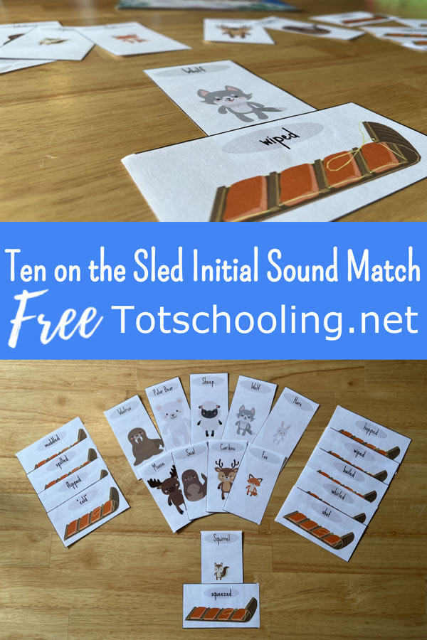 FREE printable book activity for Ten on the Sled to practice letter sounds skills for preschool and kindergarten kids. Great winter literacy activity!