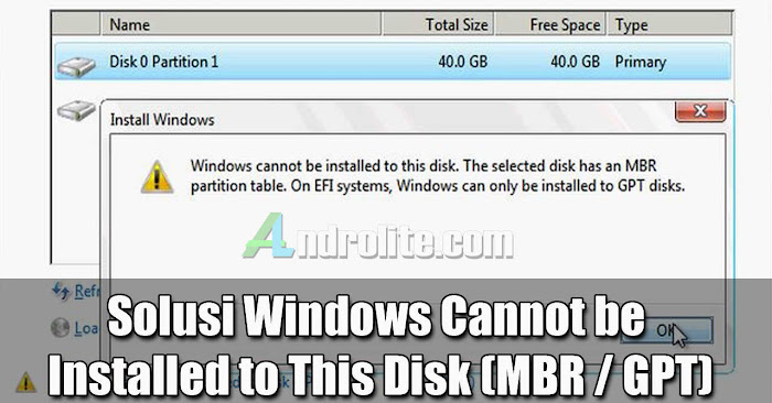 Cara Atasi Windows Cannot be Installed to This Disk MBR ...