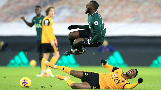 Wolves defender Semedo tackles Tottenham midfeilder Ndombele