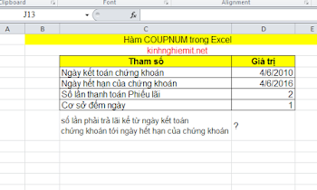 Cách sử dụng hàm COUPNUM trong excel