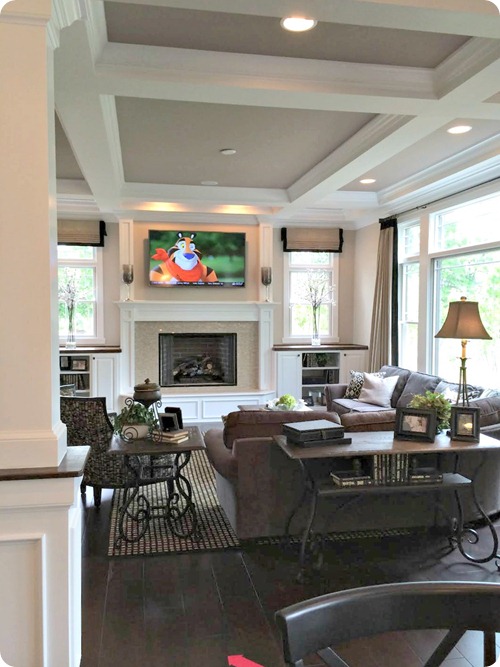 windows next to fireplace