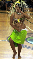 Hawaiian woman dancer at the Tahaitian Dance and Drumming Competition