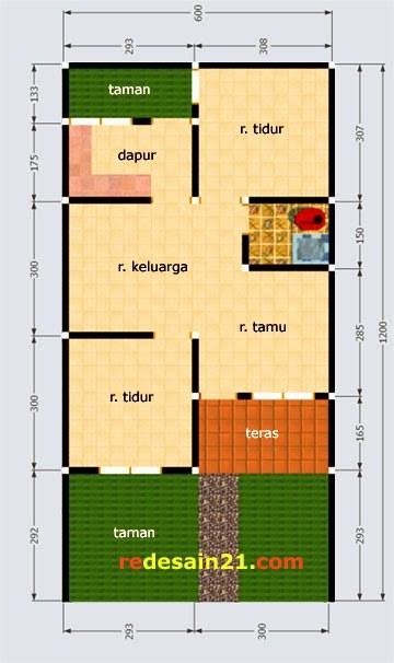 gambar denah rumah luas tanah 100 m2 4