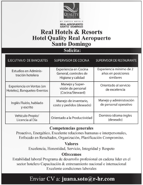 Real Hotels & Resorts tiene 3 #Vacantes Envia tu CV Ya!