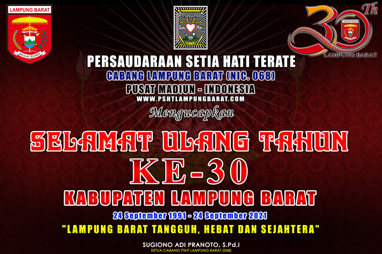 Ucapan Selamat HUT Ke-30 Kabupaten Lampung Barat