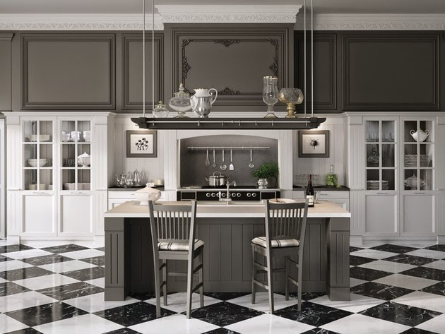 Desain Dapur Bertema Klasik Hitam Putih Rancangan Desain 