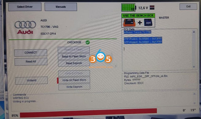 KT200 Audi EDC17CP14 via OBD or Bench 1