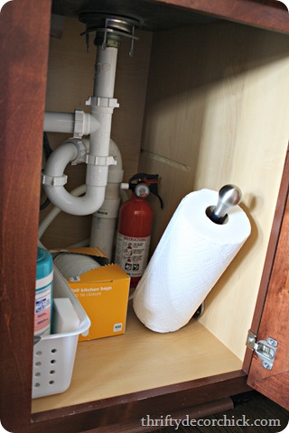paper towels under sink