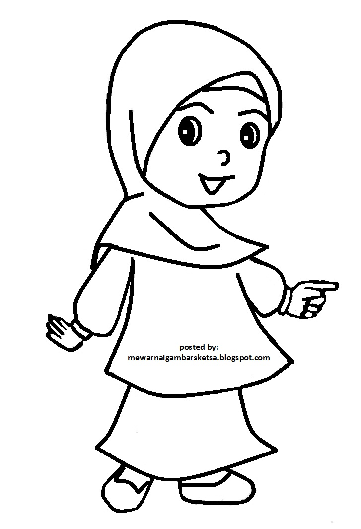  Mewarnai  Gambar  Mewarnai  Gambar  Gadis Berkerudung