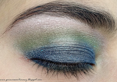 Blue, Green, and Pink Eyeshadow