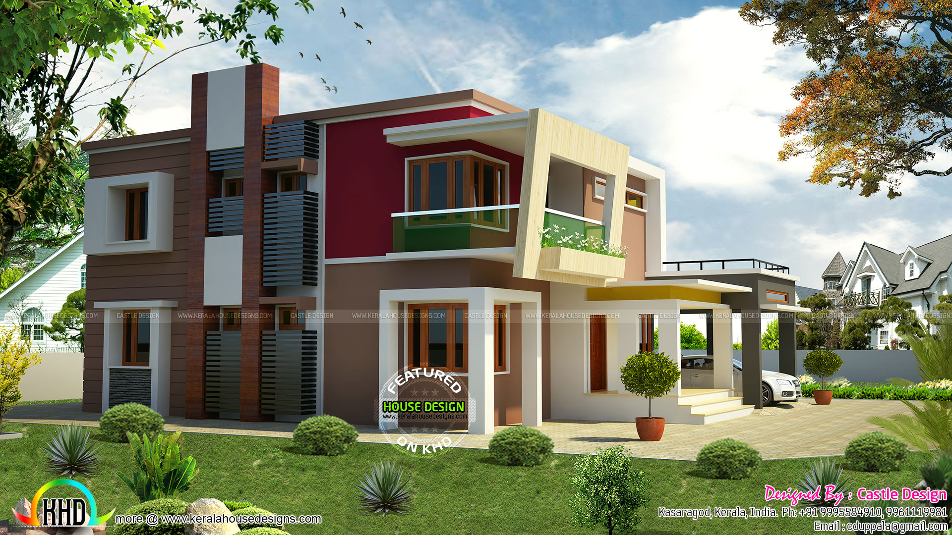 3201 square feet box type flat roof home Kerala home 