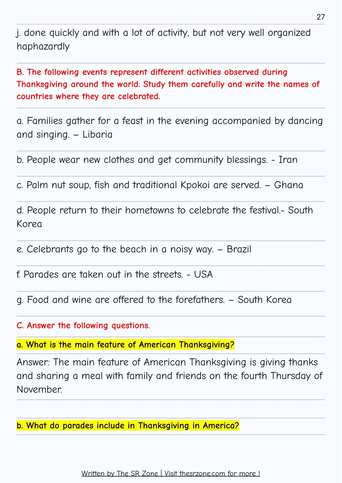 Class 10 English Guide Notes The SR Zone