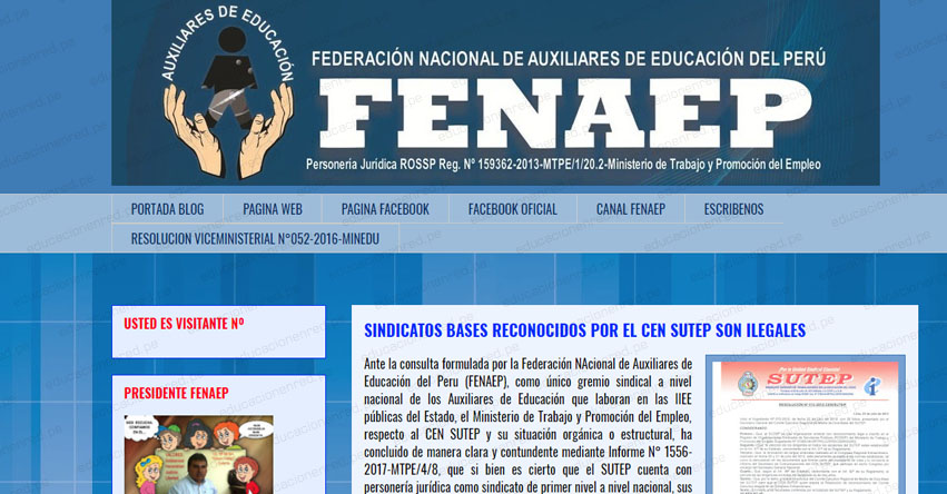 FENAEP: Sindicatos Bases reconocidos por el CEN Sutep son ilegales, informó la Federación Nacional de Auxiliares de Educación del Perú