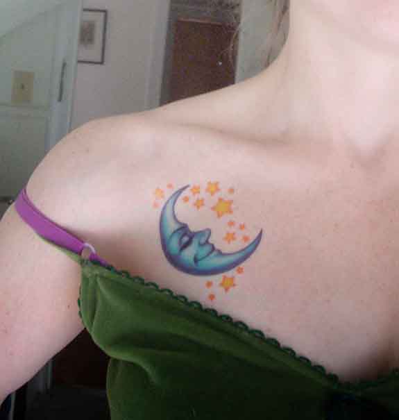 Tattoo designs sun moon stars are not easy to find on the web these days.