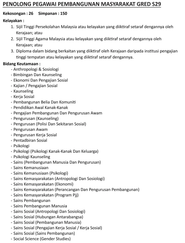 Jawatan Kosong Jabatan kebajikan Masyarakat (JKM) Mei 2019