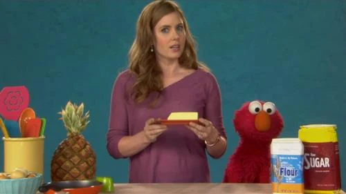 Amy Adams, who is an actress and singer, is in the Sesame Street Episode 4271. She talks about ingredients.