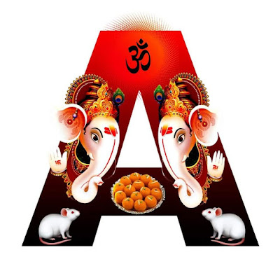 A Alphabet with Lord Ganesha Image