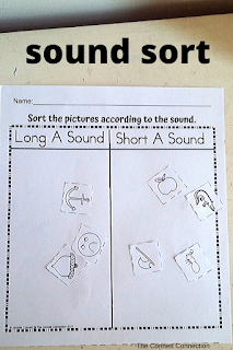 Sort between pictures that begin with the long A sound and the short A sound.