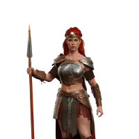Boudica, the warrior queen of the Iceni, holding a spear.