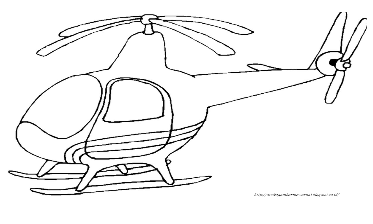 Gambar Mewarnai Helikopter Untuk Anak PAUD dan TK  Aneka 