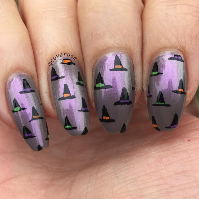 Wicked Witch Hat Halloween Nails Art