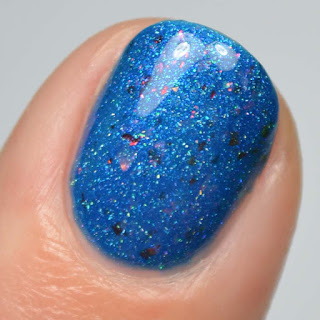 cerulean blue nail polish with color shifting flakies