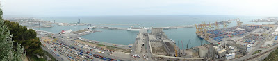 Castell de Montjuic vista área portuária de  Barcelona Espanha