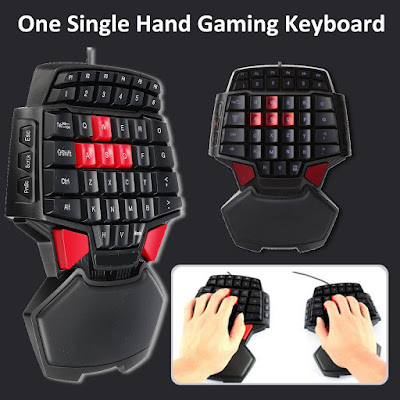 DeLUX T9 47 Key USB Wired Single Hand Gaming Keyboard With Blue Backlit for PC Laptop 