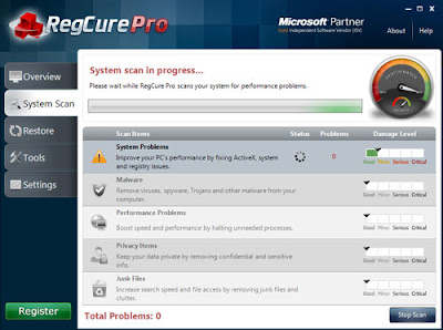 RegCure Pro-system scan process