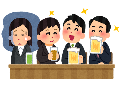 飲み会が苦手な人のイラスト（会社）