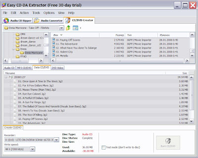 Easy CD-DA Extractor: Audio CD Creator window