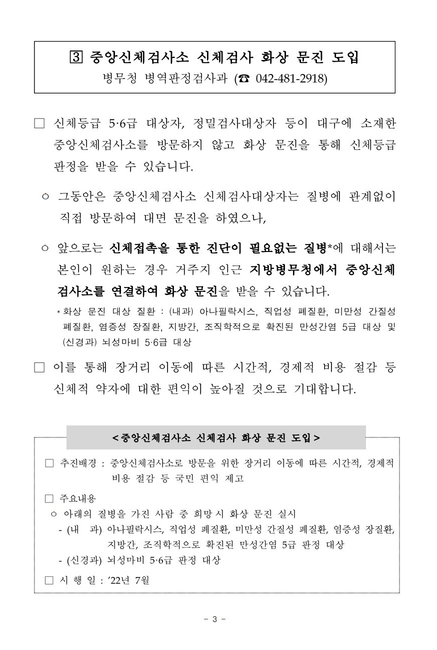 중앙신체검사소 신체검사 화상 문진 도입 중앙신검 대상자 보충역 전시근로역 공익 사회복무요원 병역면제