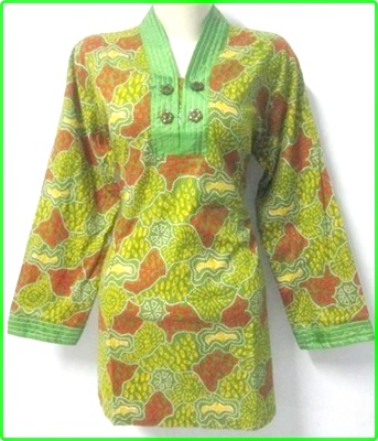 Model baju batik wanita modern warna hijau