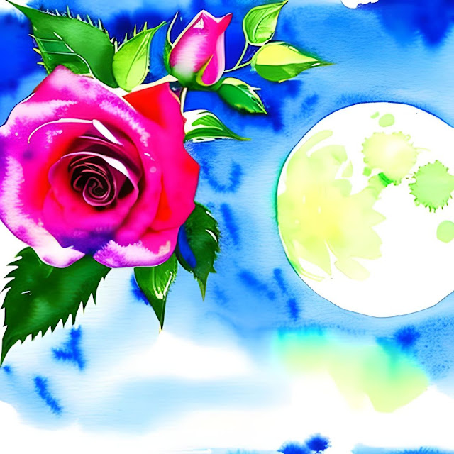 Flowers and Moon AI Image