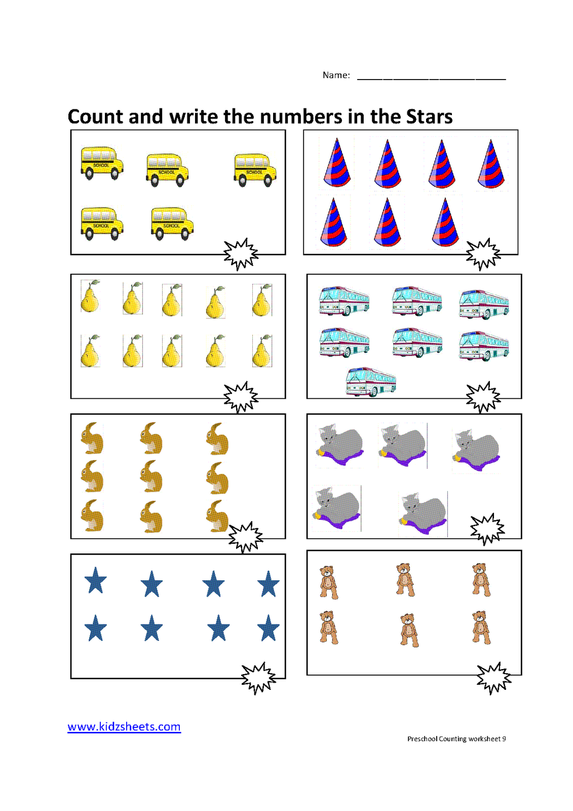 Kidz Worksheets: Preschool Counting Worksheet9