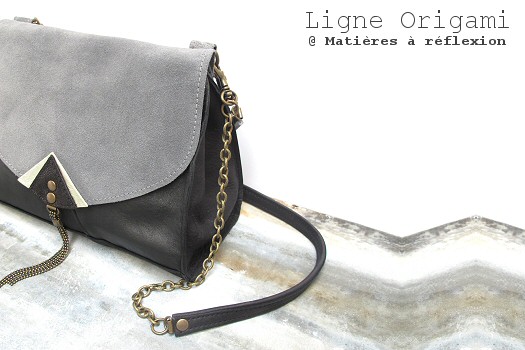 Sac enveloppe Origami Gris/Noir Matières à réflexion