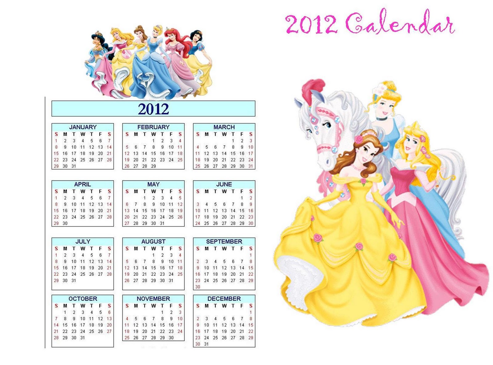 2012 Printable Disney Calendar For Kids How To Make Your Own