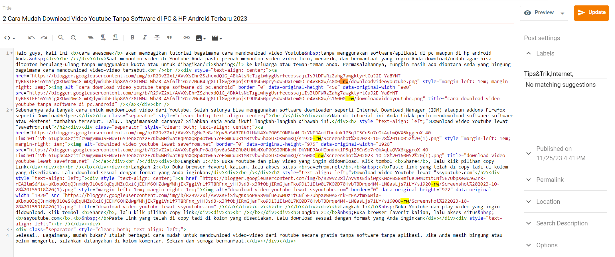 mode html tambah kode -rw